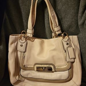Tan large Coach purse